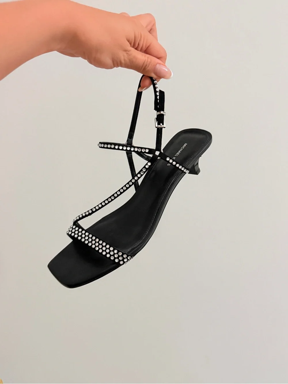 Michael Kors Selina Black Crystal-Embellished Slingback Sandals